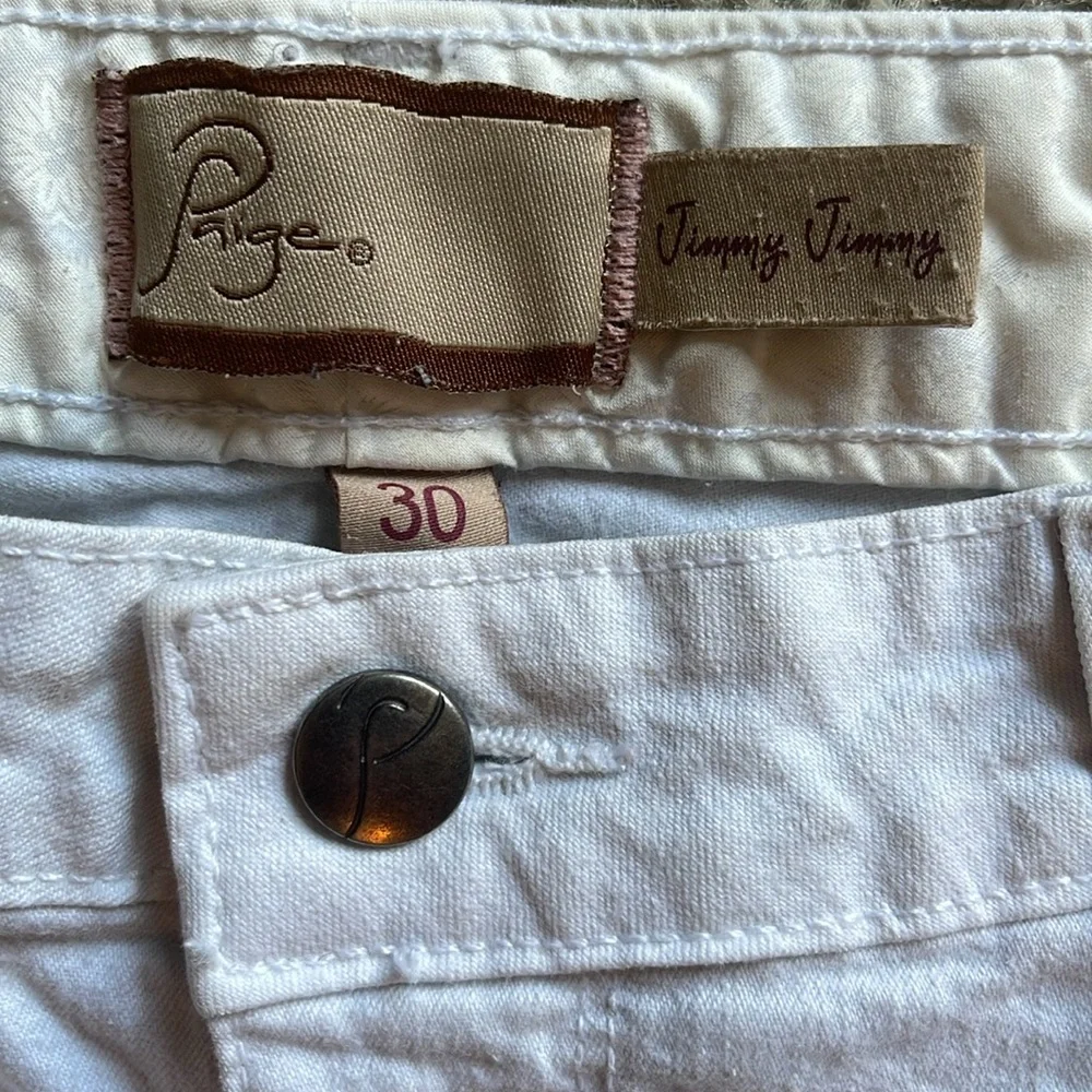 PAIGE White Denim Jean Shorts